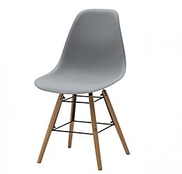 Sedia di Design Mod. Daw, con gambe in Legno, seduta ergonomica in pvc - grigia