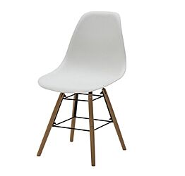 Sedia di Design Bianco con gambe in Legno, seduta in pvc