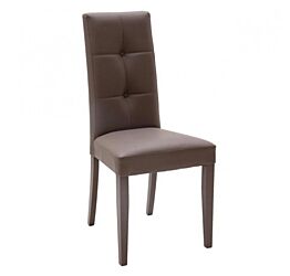 Sedia in ecopelle con bottoni - Marrone 