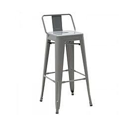 Sgabello stile Industry, in lamiera colore argento