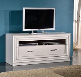 Base porta TV in legno, bianco patinato - cm 130