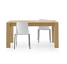 Tavolo di design allungabile in legno, rovere naturale spazzolato, apertura con binario