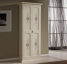 Armadietto alto scarpiera, avorio con decori