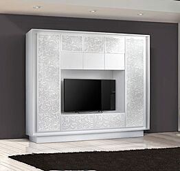 Parete attrezzata Bianco Opaco con Serigrafia Floreale