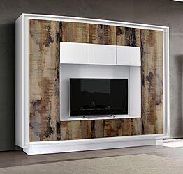 Parete attrezzata Bianco Opaco e Pero