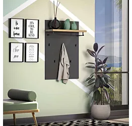 Appendiabiti moderno, finitura Antracite lucido e Rovere miele, Made in Italy