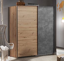 Armadio industry con 2 ante scorrevoli, finitura Rovere e Grigio smoke Zenzero Shop