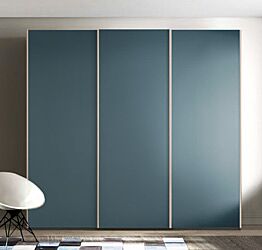 Armadio scorrevole moderno a 3 ante, finitura Petrolio Zenzero Shop