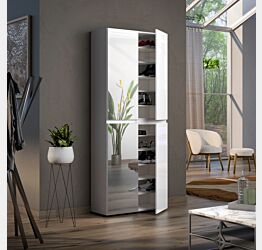 Armadio multiuso 4 ante con 2 ante a specchio, Made in Italy