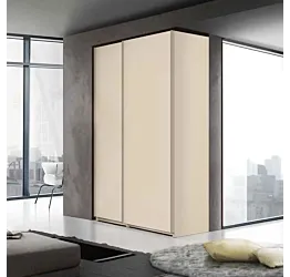 Armadio scorrevole 2 ante, L.163, Laccato opaco Cotone
