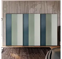 Armadio 3 ante scorrevoli, L.412 H.256, Petrolio, Agave e Grigio seta Zenzero Shop