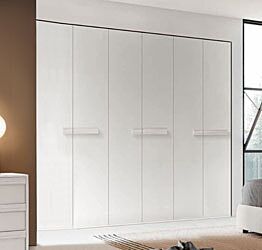 Armadio battente Bianco nobilitato con maniglie Bianco altea, 6 ante 