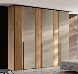 Armadio battente 6 ante in finitura Noce biondo e Argilla 