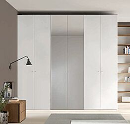 Armadio battente con specchi centrali, finitura Cemento artico