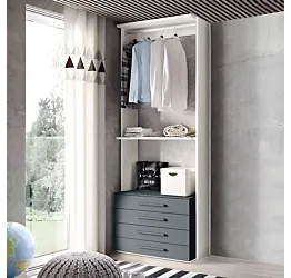 armadio con cassetti blu