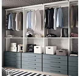 Cabina a giorno per camere da letto, finitura Blu reale e Bianco frassino Zenzero Shop