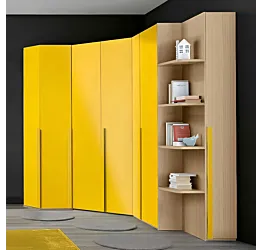 Armadio con cabina a 7 ante battenti in Rovere ambra e Girasole