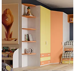 Armadio con cabina, Nuvola frassino, Albicocca e Giallo, L.270x100