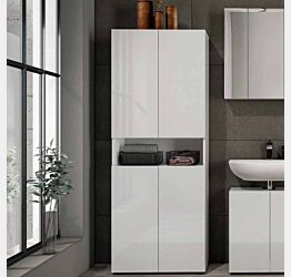 Armadietto da bagno a 4 ante con 6 ripiani e 1 vano a giorno