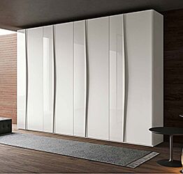 Armadio 8 ante Bianco lucido e opaco con maniglioni, design moderno