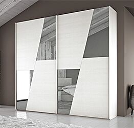 Armadio 2 ante scorrevoli bianco con inserti specchio