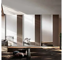 Armadio 3 ante scorrevoli con specchio, L.412 H.256, Bronzo e Bianco altea Zenzero Shop