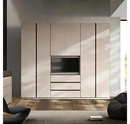 Armadio con tv girevole, finitura cashmere, prevendita a prezzo scontato, spedizione gratuita