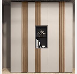 Armadio 5 ante battenti con vano, Tortora e Cannettato Zenzero Shop