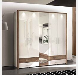 armadio con led bianco lucido ante battenti