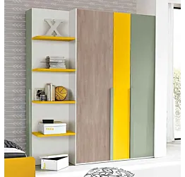Armadi per camerette con scarpiera, Salvia, Girasole e Gessato canapa