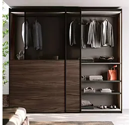 armadio scorrevole 2 ante con vetro fumè