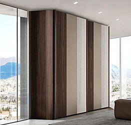 Armadio 2 ante scorrevoli, finitura Noce moro, Visone e Bianco altea 