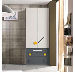 armadio a due cassetti blu