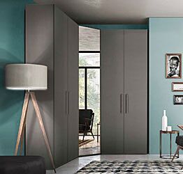 armadio con specchio angolare grigio