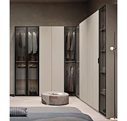 Armadio ad angolo con 10 ante battenti, Corda e dettagli Metal grey Zenzero Shop