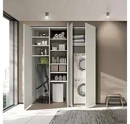 Mobile lavanderia 4 ante, L.210 H.242, Bianco opaco