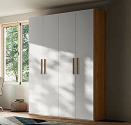 Armadio H.234 a 4 ante battenti, finitura Bianco e Noce biondo