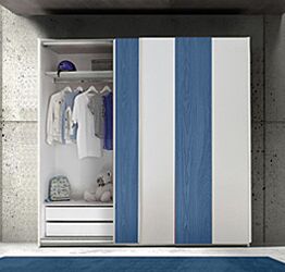 Armadio Vertigo 2 ante scorrevoli bianco opaco e blu