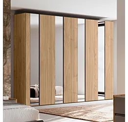 Armadio 8 ante battenti, Noce biondo con specchio, L.365