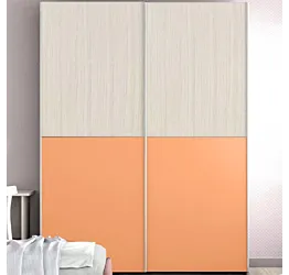 Armadio con 2 ante scorrevoli in finitura Noce brina e Papaya
