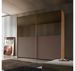 Armadio 2 ante scorrevoli, Bronzo con specchi bronzati, L.246 H.256 Zenzero Shop