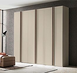 Armadio battente 6 ante, in finitura Cachemire e Noce naturale