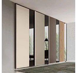 Armadio 4 ante scorrevoli, con specchio, L.368 H.256 Zenzero Shop