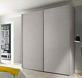 Armadio moderno per camere matrimoniali, 2 ante scorrevoli, finitura Grigio Seta