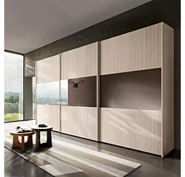 Armadio 3 ante scorrevoli con specchio, L.412 H.256, Olmo natura Zenzero Shop
