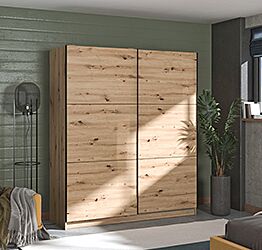 Armadio scorrevole 180 cm, stile industy, finitura Rovere