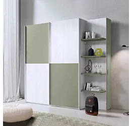 Armadio Salvia e Bianco frassino per camerette, due ante scorrevoli