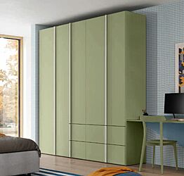 Armadio battente Verde Oliva e Grigio dorian, 5 ante 4 cassetti