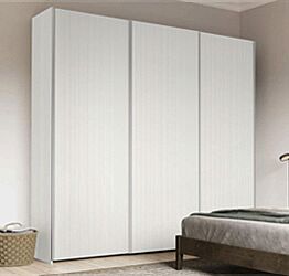 Armadio scorrevole a 3 ante H.257 L.267.5, color Rovere Bianco