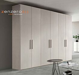 Armadio moderno 6 ante battenti, finitura larice bianco
